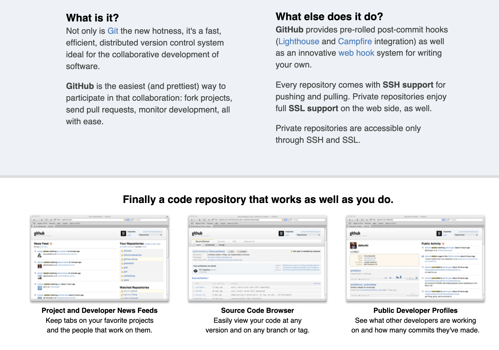 Early GitHub screenshot